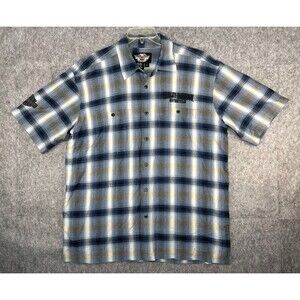 Harley-Davidson Shirt Men's XL Blue Plaid Flannel Embroidered Logo Motorcycle